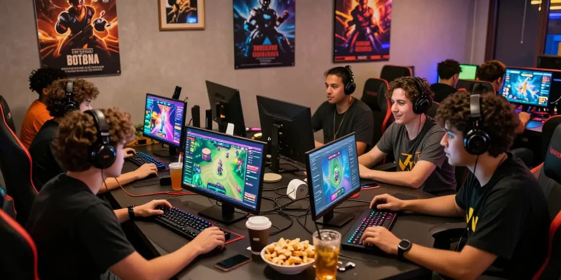 Komunitas gaming aktif di MEGAWIN88, pemain berdiskusi strategi permainan dengan suasana hangat dan menyenangkan.