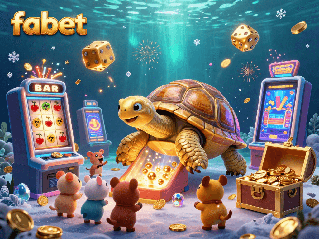 Experience fun at fabet with a golden tortoise pinball machine bursting with casino excitement.