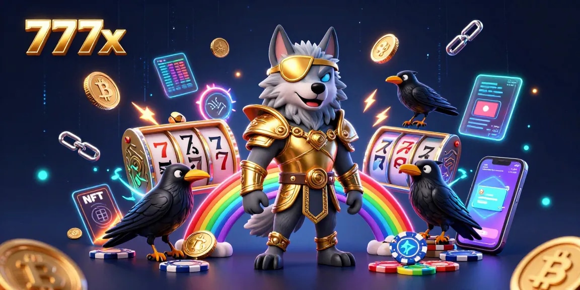 Engage with 777x through Norse mythology-inspired characters amidst vibrant casino elements.