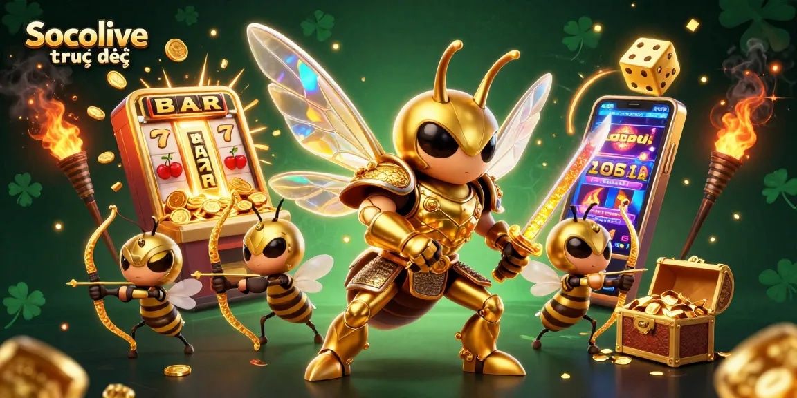 Experience the excitement of Socolive trực tiếp with a vibrant display of casino action and characters.