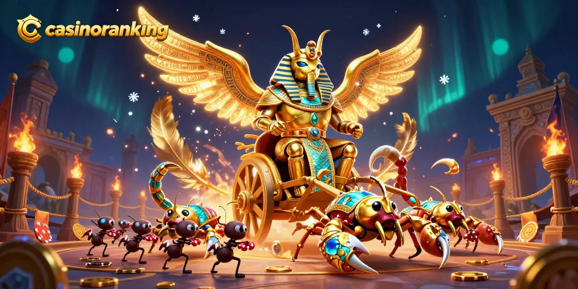 Experience the thrilling action at casinoranking as the golden scarab beetle leads a dynamic casino scene.