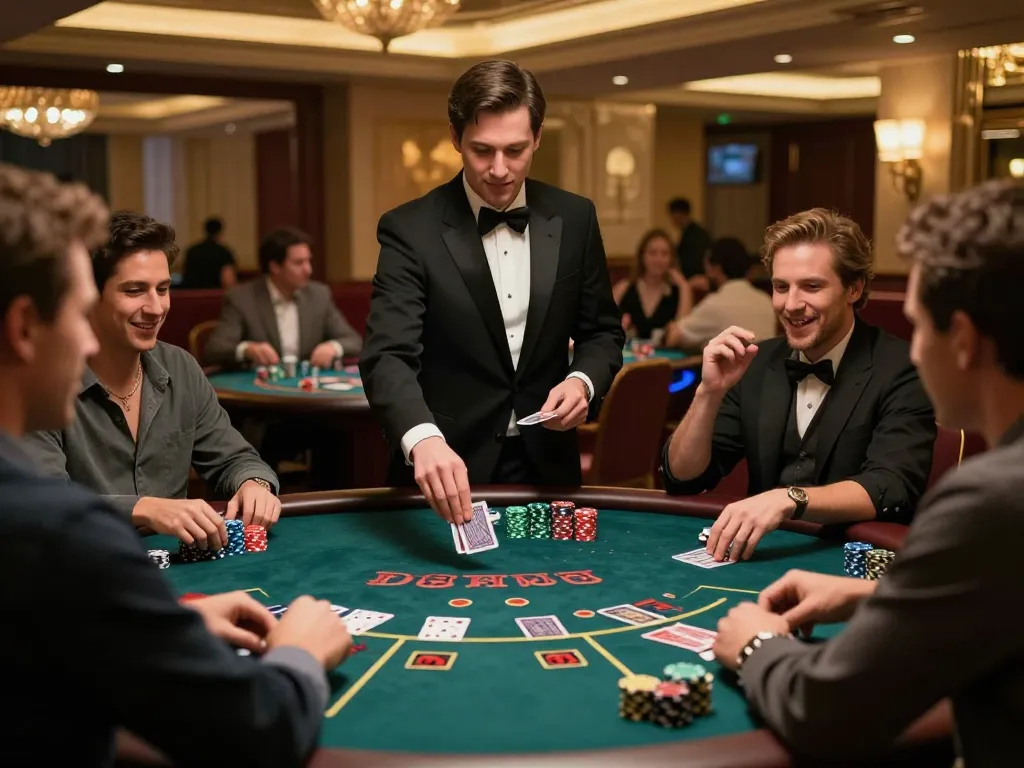 Players at AU88 engaged in a blackjack game, vibrant atmosphere highlighting why au88 lừa đảo concerns exist.