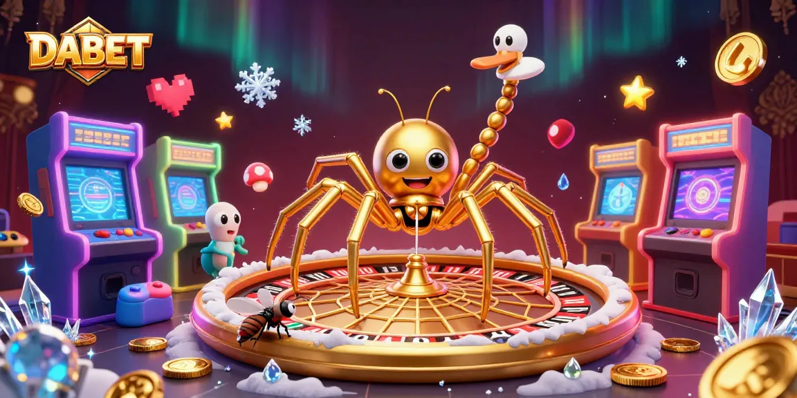 Engage with DABET's thrilling golden web roulette spin featuring vibrant 3D animation.