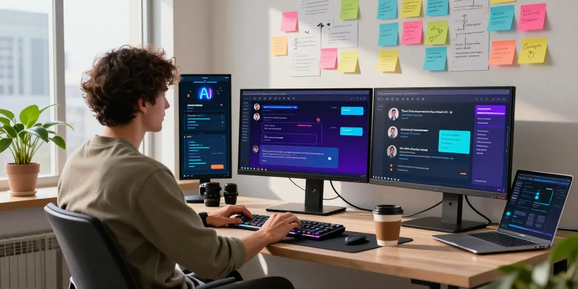 Engaging spicy AI chatbot interface on multiple monitors in a modern tech workspace