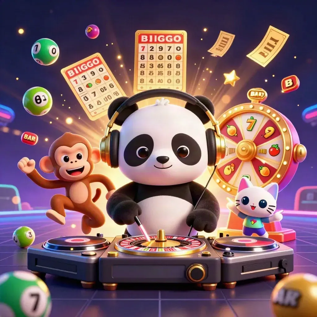 Panda DJ, scimmia breakdance e gattino neon tra simboli slot e luci verdi e oro