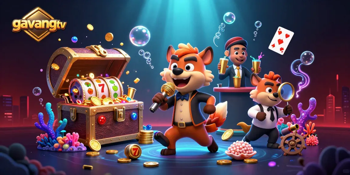 Join the fun at gavangtv with hyenas entertaining in a vibrant, colorful casino scene.