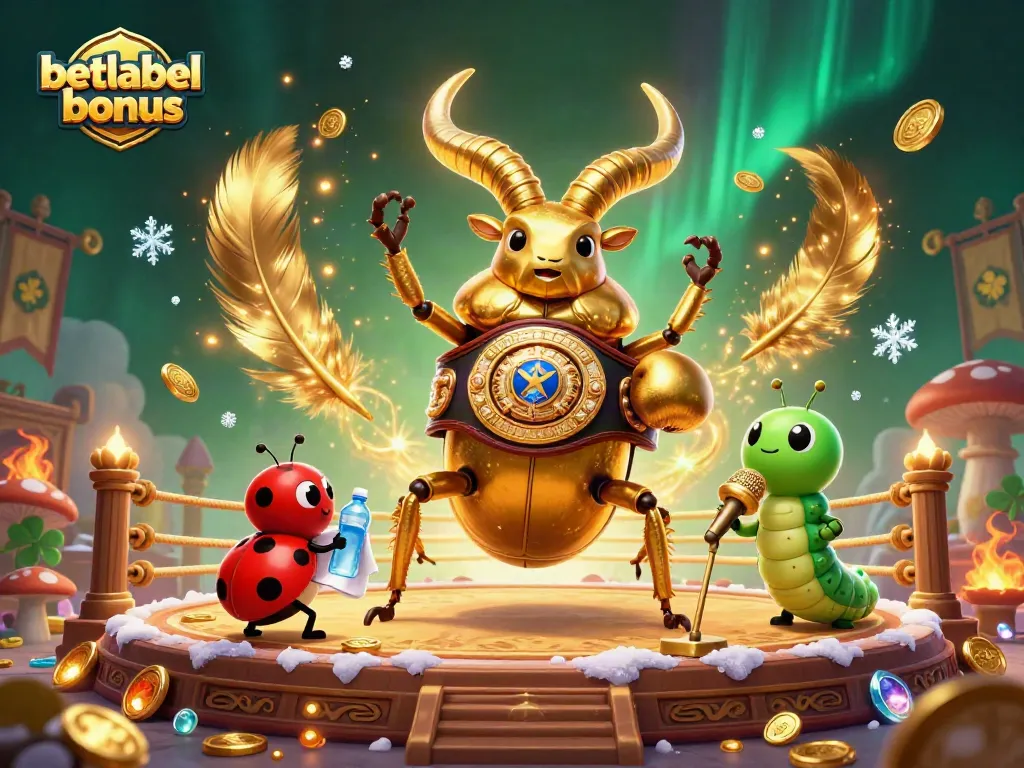 Experience the excitement of betlabel bonus with a dynamic 3D illustration featuring energetic characters and rich casino elements.