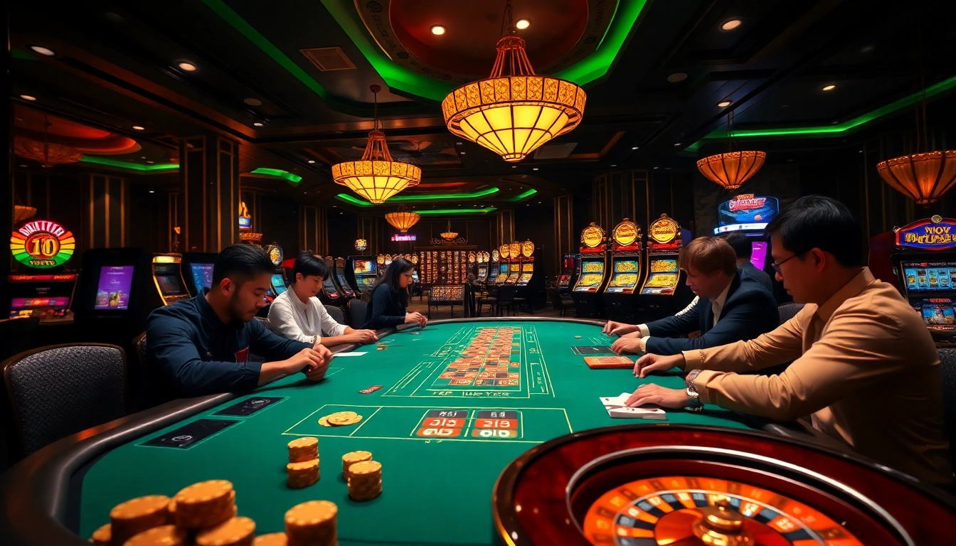 Nohu90 gaming table action with vibrant atmosphere and exciting casino elements